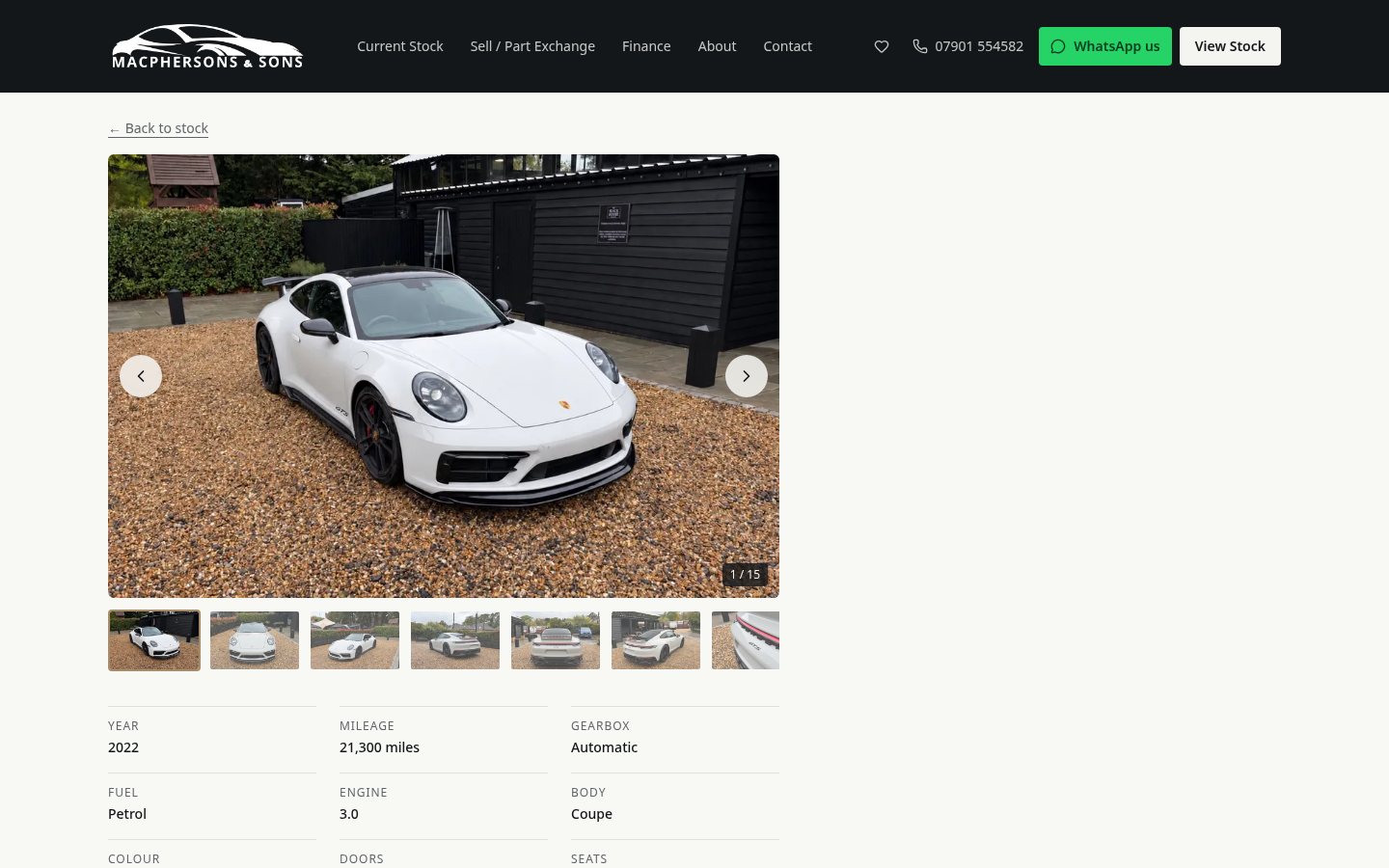 Macphersons & Sons car page