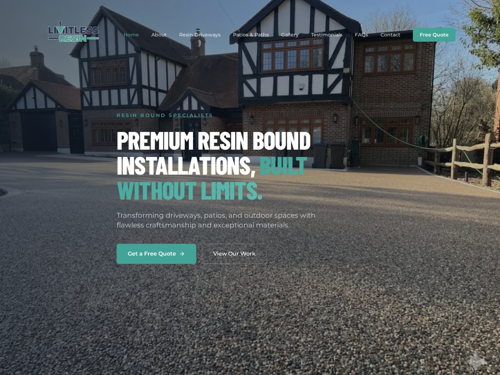 Homepage of the Limitless Resin website