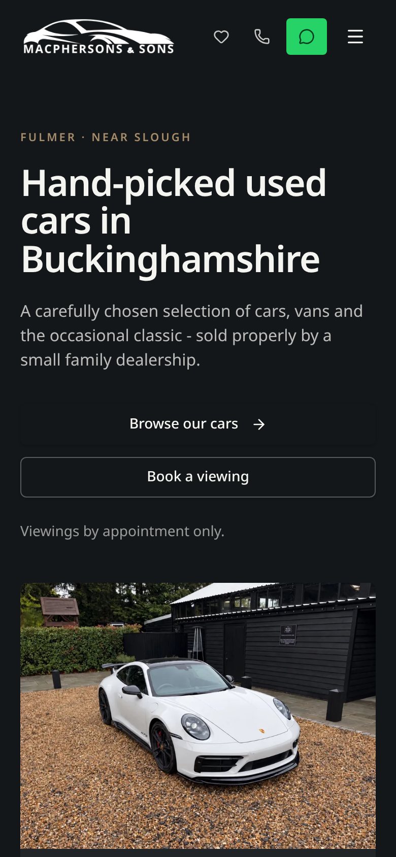 Macphersons & Sons website on a phone